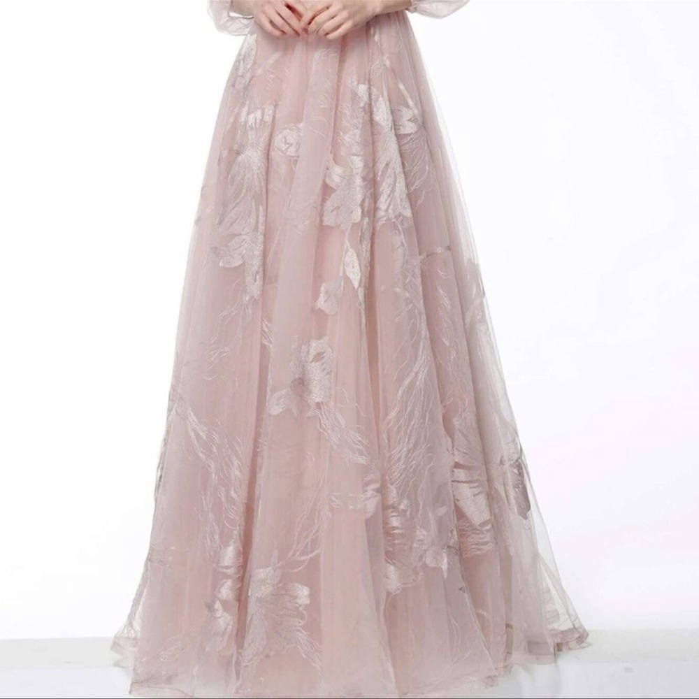 Jovani - Quarter Bishop Sleeve Floral Long Dress 68056SC - Picture 4 of 9